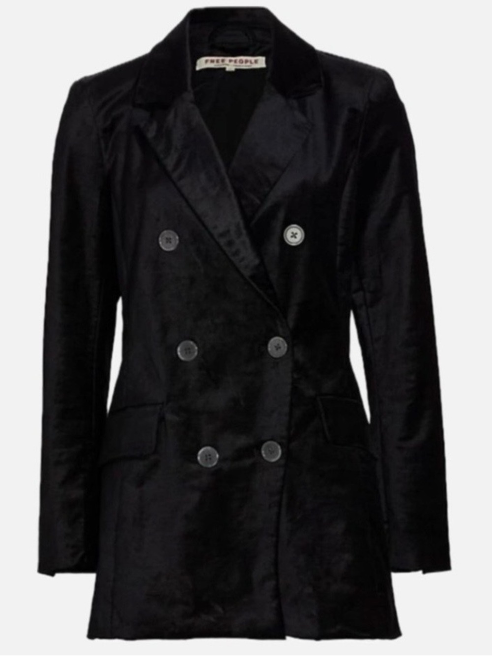 Free People Cosmo Black Velvet Double-Breasted Blazer Like New Stunning!